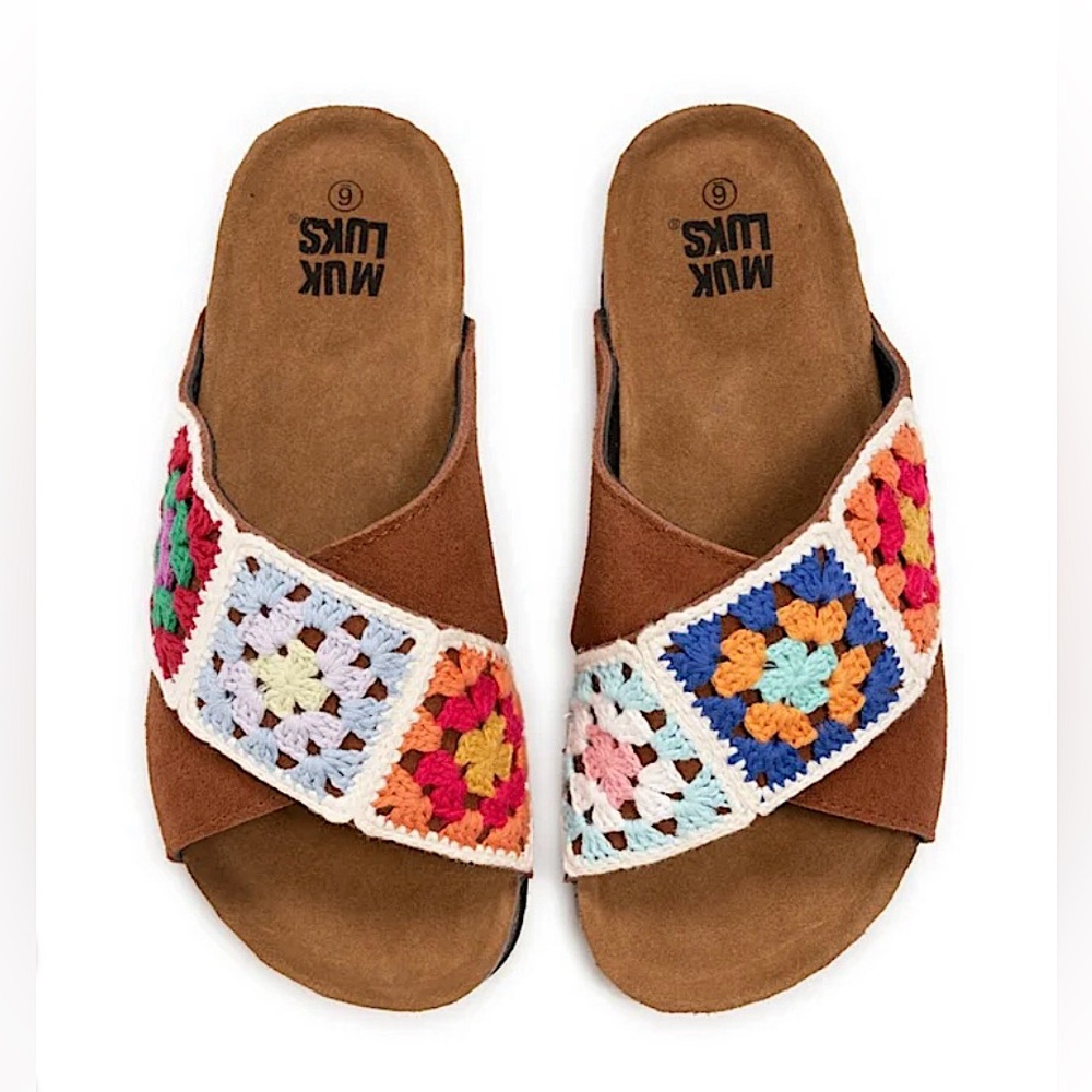 NEW Muk Luks Sandals -Crochet Slides size 7 (W) NWOT